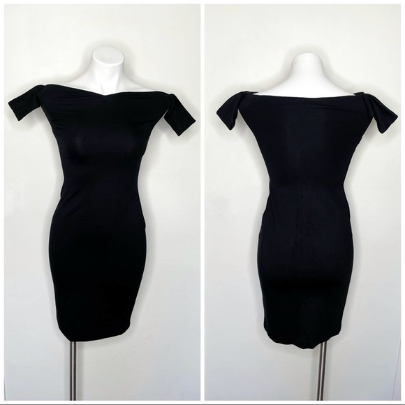 L'agence Off The Shoulder Bodycon Dress Black Color Size XS - Picture 1 of 7